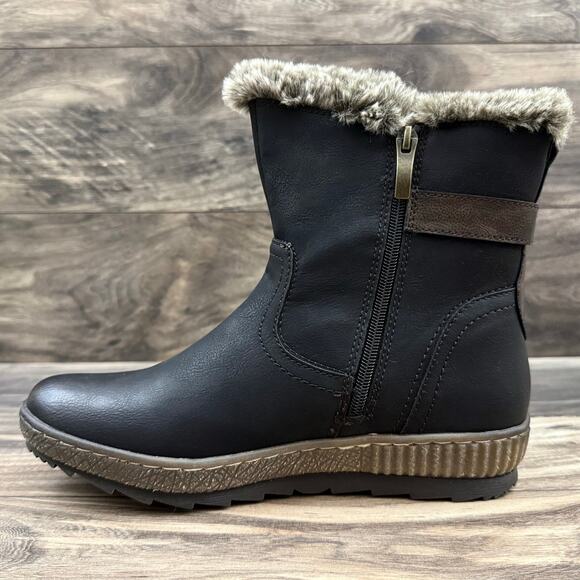 NIB Spring Step 41 9.5-10 Milagra Faux Fur Lining Comfy Winter Ankle Boots Black - Picture 5 of 12